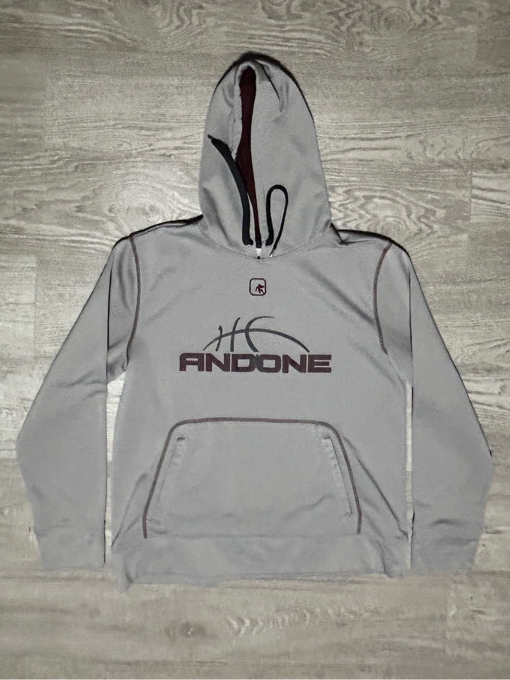 Vintage And1 Mens Grey Y2K Basketball Mens Hoodie